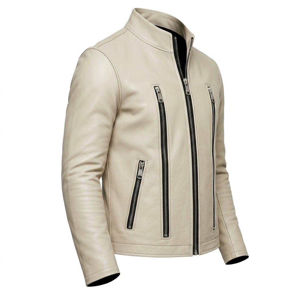 Mason white Leather Jacket - Men Leather Jacket white - Timber AND Hide