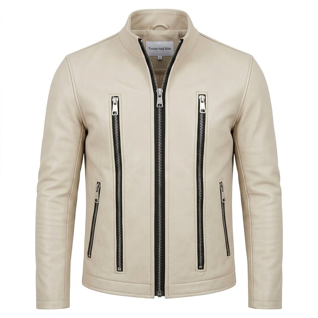 Mason white Leather Jacket - Men Leather Jacket white - Timber AND Hide