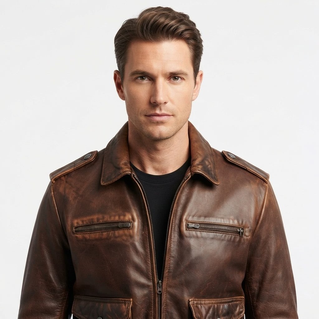 Men 90's Vintage Bomber Leather Jacket - Timber AND Hide