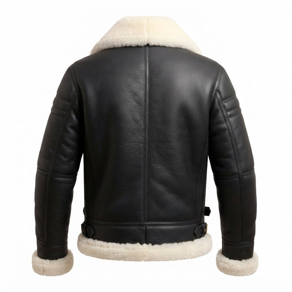 Men Aviator B3 Bomber Black Leather Jacket - Timber AND Hide
