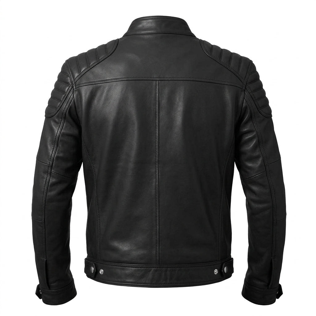 Men Black Biker Leather Jacket - Timber AND Hide
