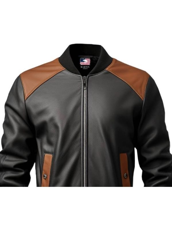 Men Black Bomber Leather Jacket - Leather Bomber Jacket - Timber AND Hide