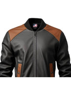Men Black Bomber Leather Jacket - Leather Bomber Jacket - Timber AND Hide