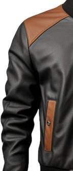 Men Black Bomber Leather Jacket - Leather Bomber Jacket - Timber AND Hide