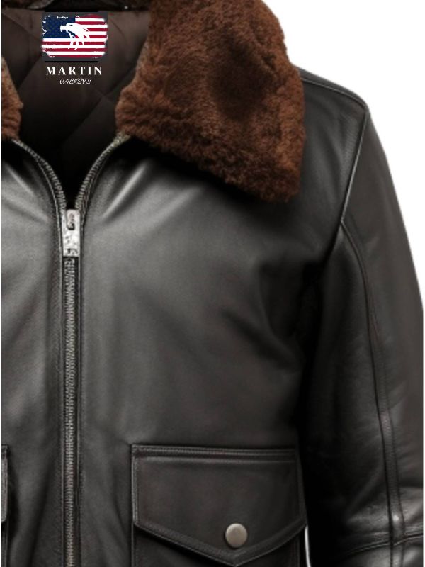 Men Black G1 Aviator Real Leather Jacket - Timber AND Hide