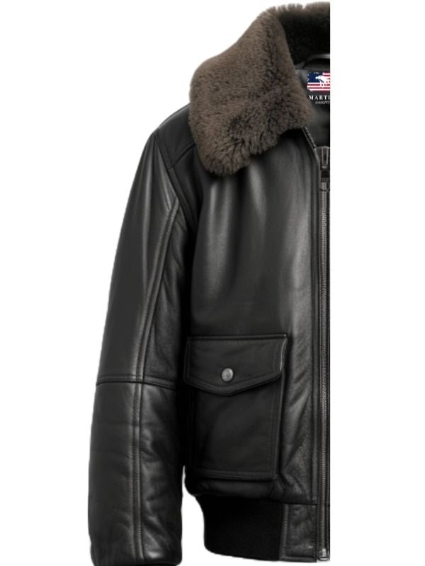 Men Black Leather Bomber Jacket – G1 Bomber Leather Jacket - Timber AND Hide