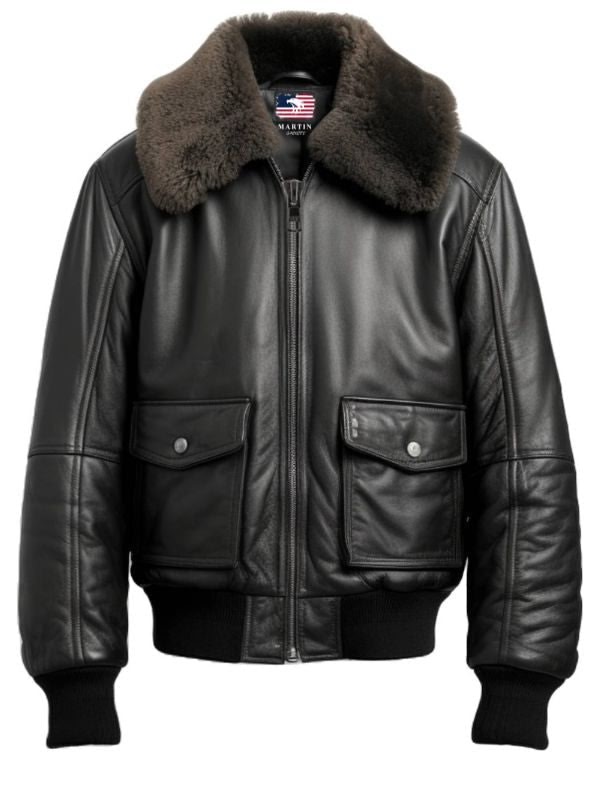 Men Black Leather Bomber Jacket – G1 Bomber Leather Jacket - Timber AND Hide