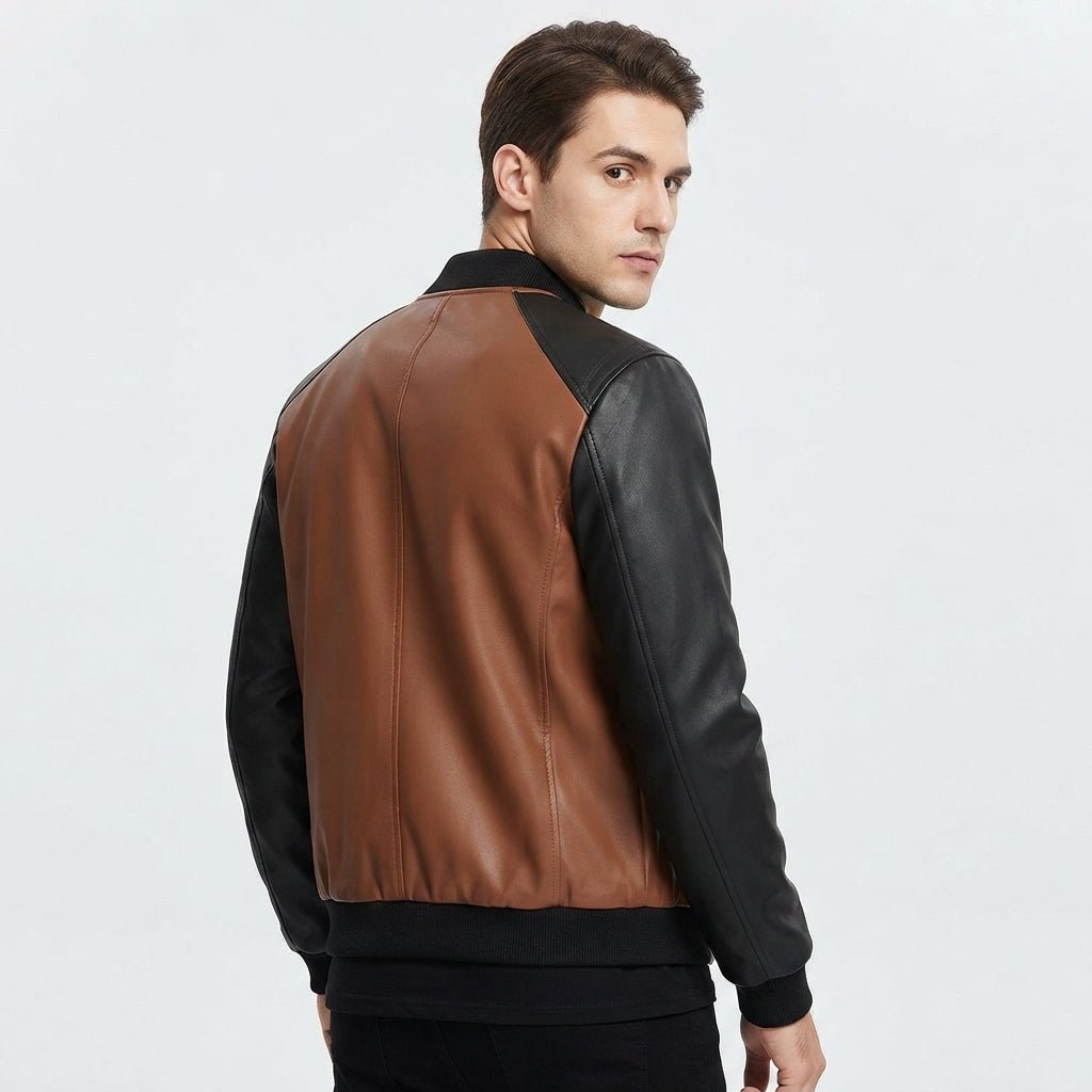 Men Brown Leather Bomber Jacket – Brown Leather Jacket Men - Timber AND Hide