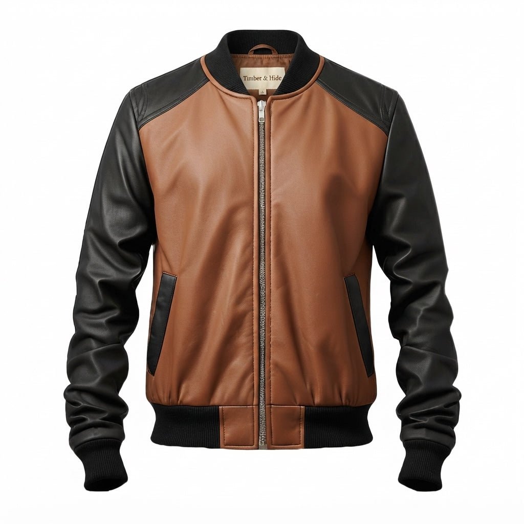 Men Brown Leather Bomber Jacket – Brown Leather Jacket Men - Timber AND Hide