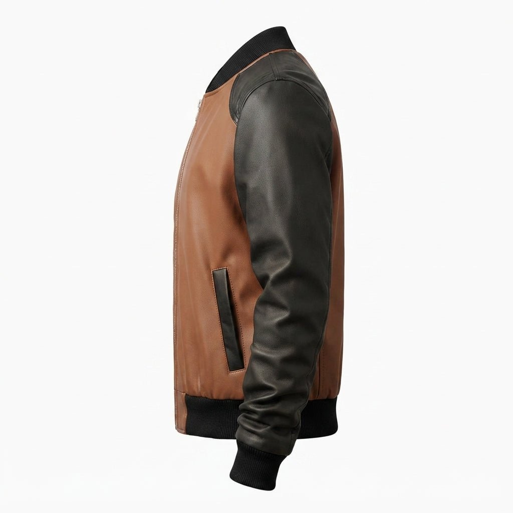 Men Brown Leather Bomber Jacket – Brown Leather Jacket Men - Timber AND Hide