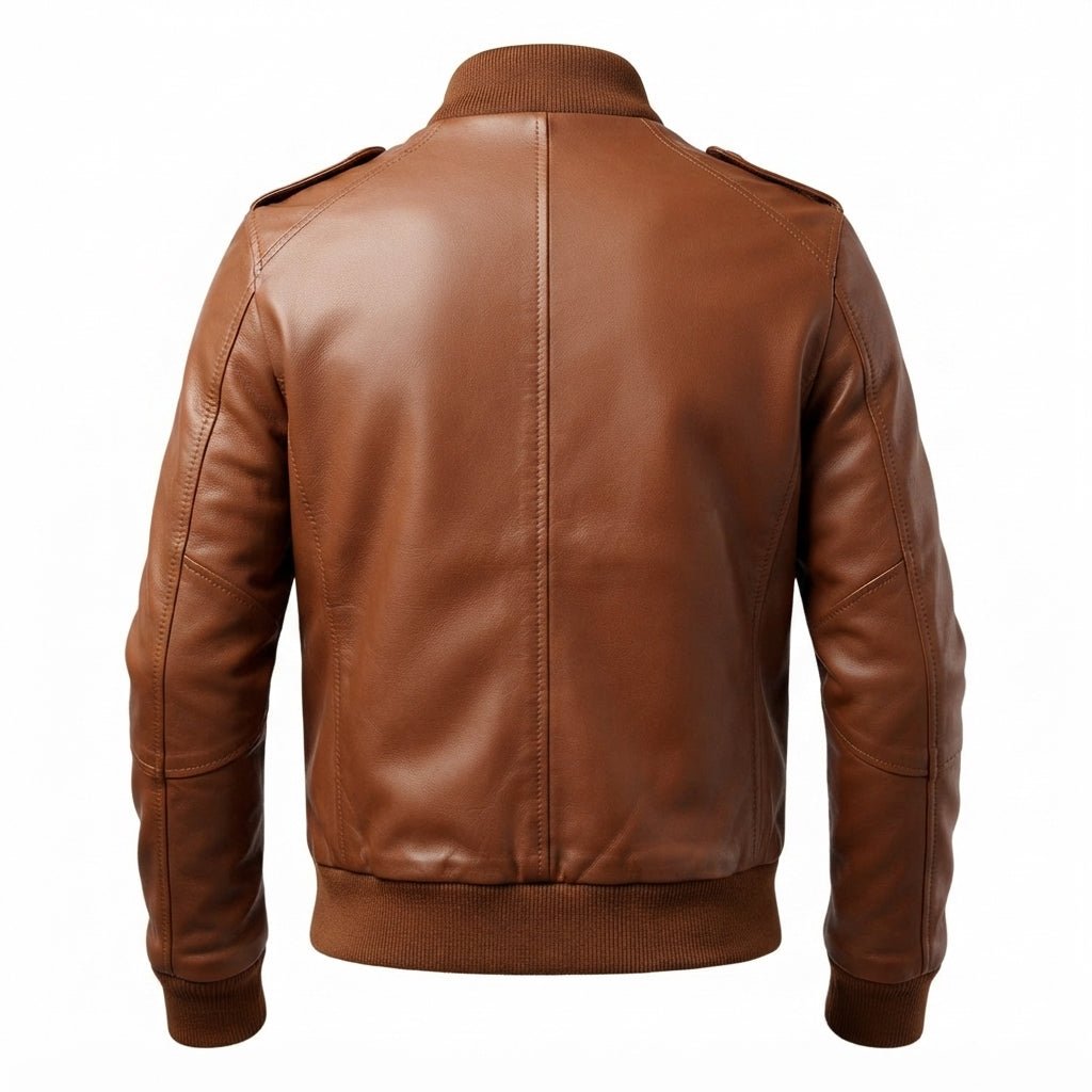 Men Brown Leather Strap Pocket Style Jacket – Brown Leather Jacket Men - Timber AND Hide