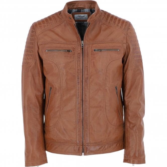 Men's Black Leather Biker Jacket with Zip Front, Multiple Pockets - Timber AND Hide