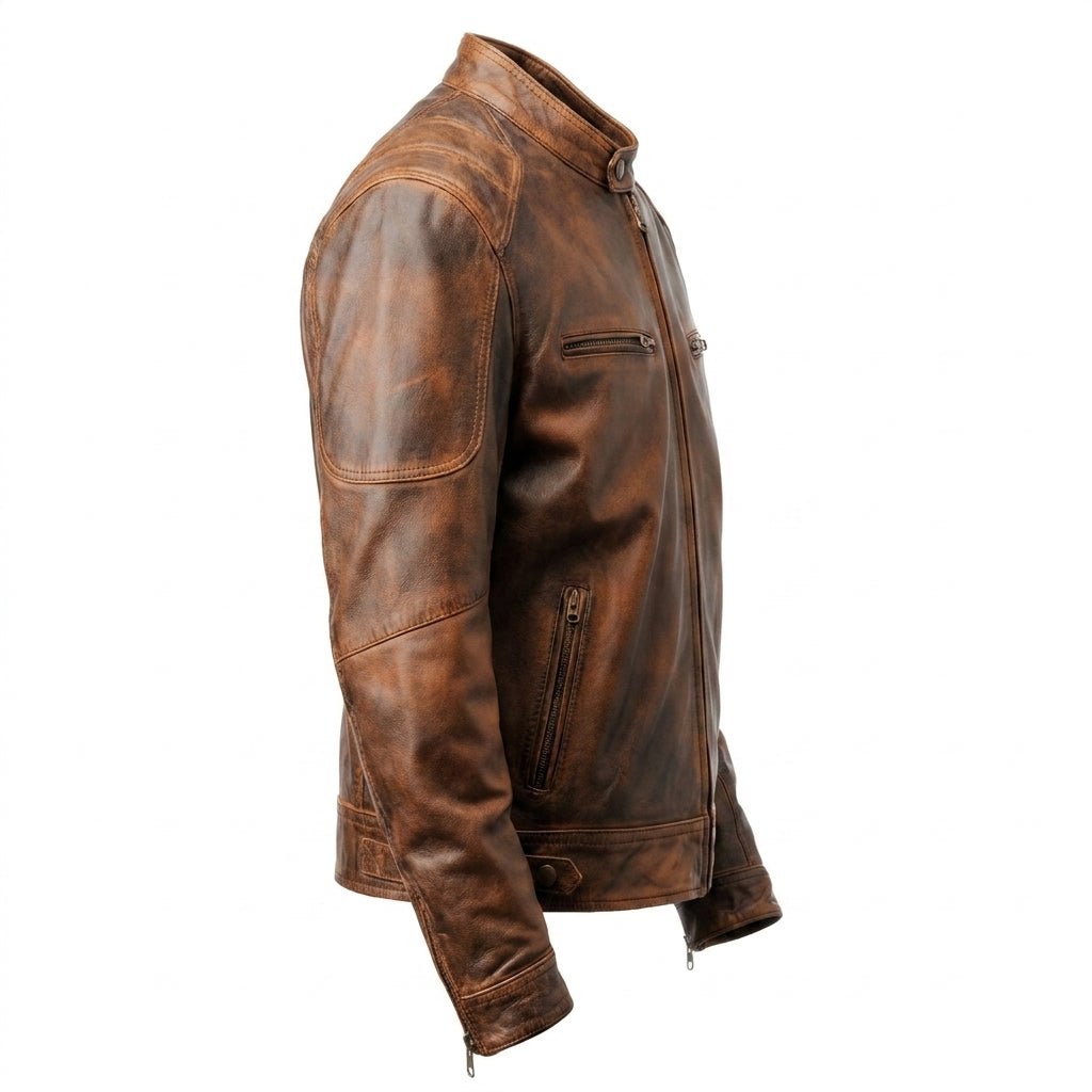 Men’s Brown Distressed Leather Jacket – Daniel Brown Leather Jacket - Timber AND Hide