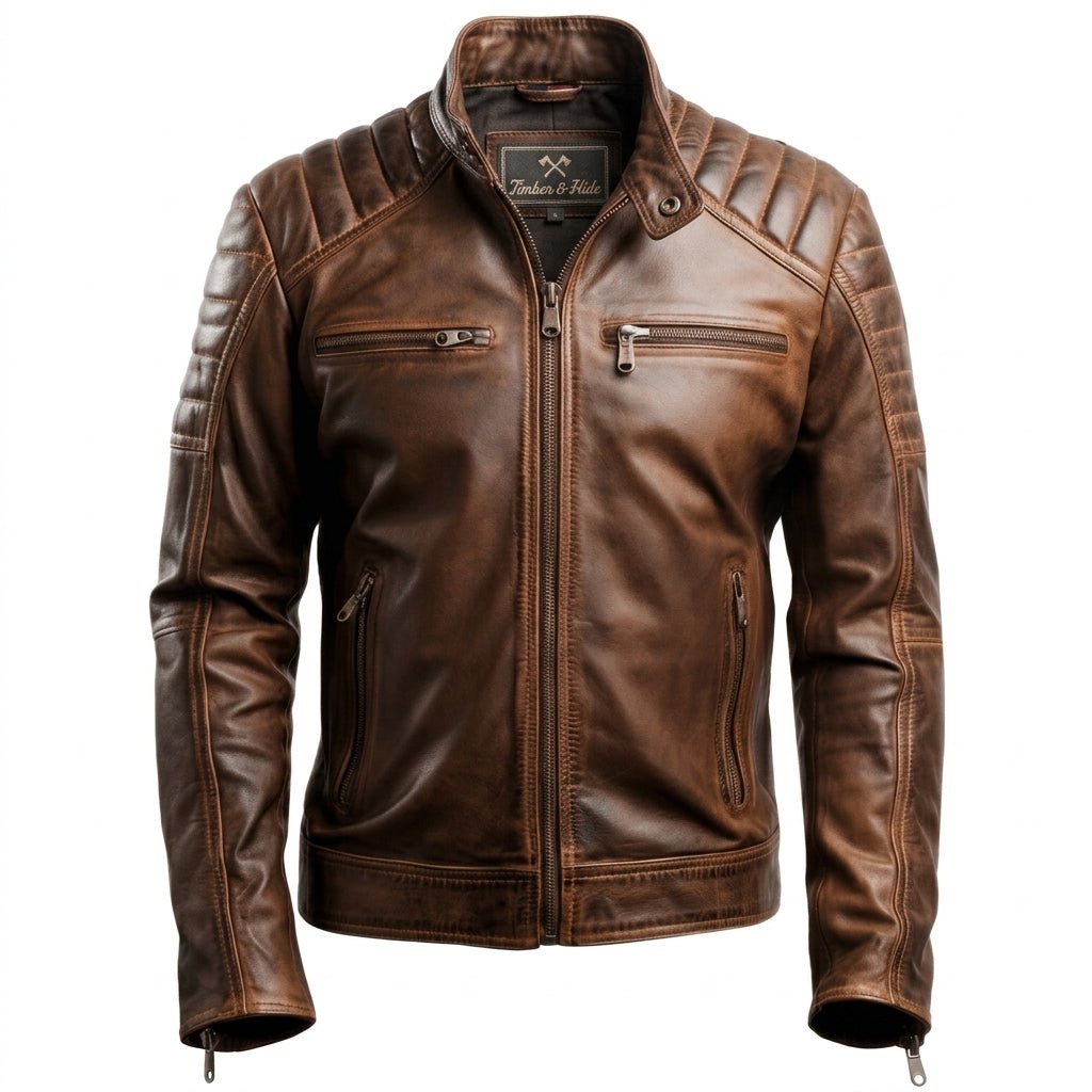 Men’s Brown Leather Jacket – Leo Distressed Brown Leather Jacket - Timber AND Hide