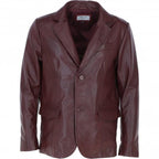 Men's Classic Burgundy Leather Blazer: AWL-2244 - Timber AND Hide