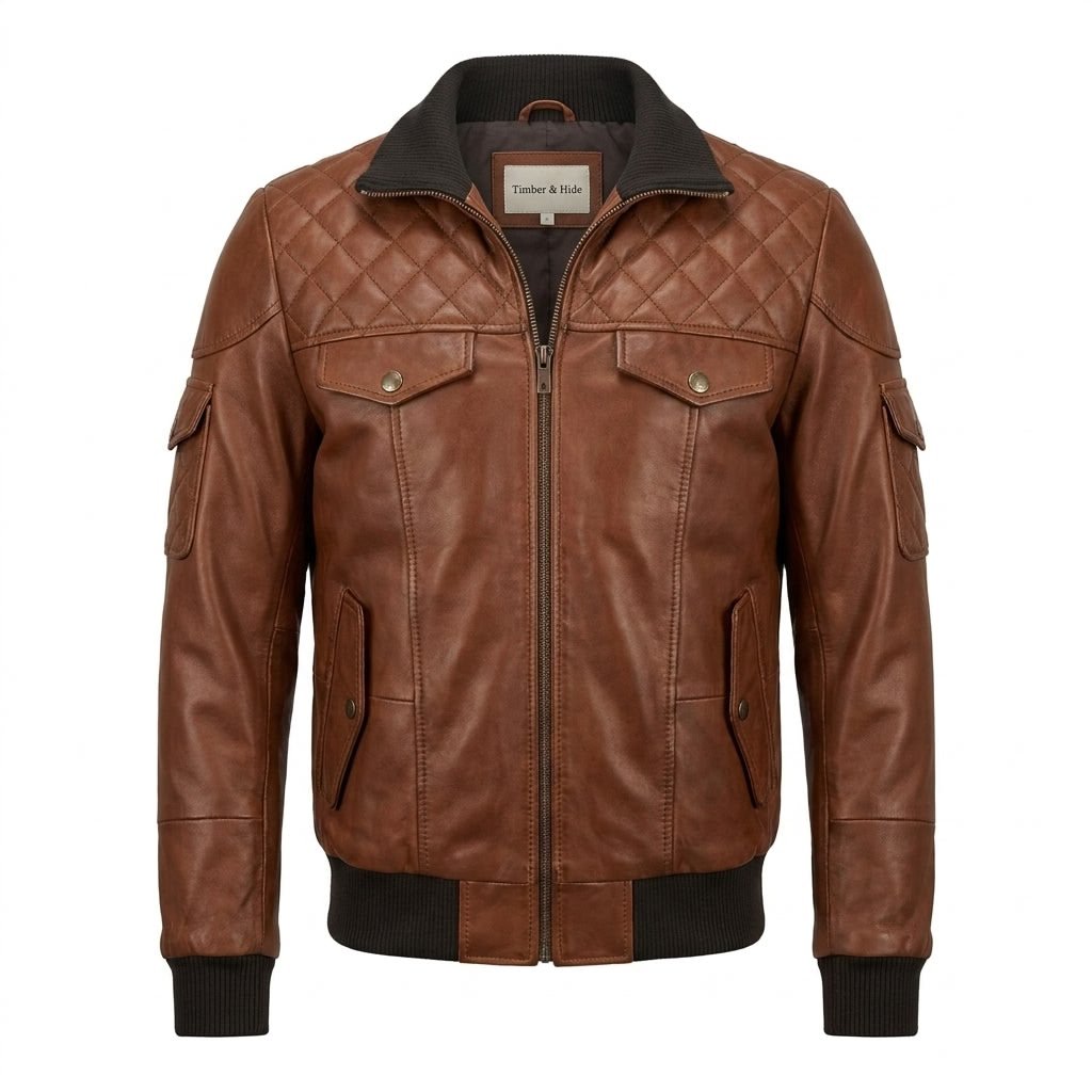 Men's Leather Bomber Jacket - Timber AND Hide