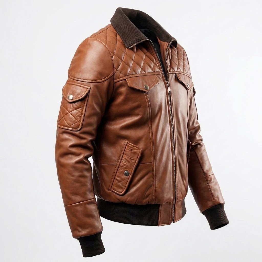 Men's Leather Bomber Jacket - Timber AND Hide