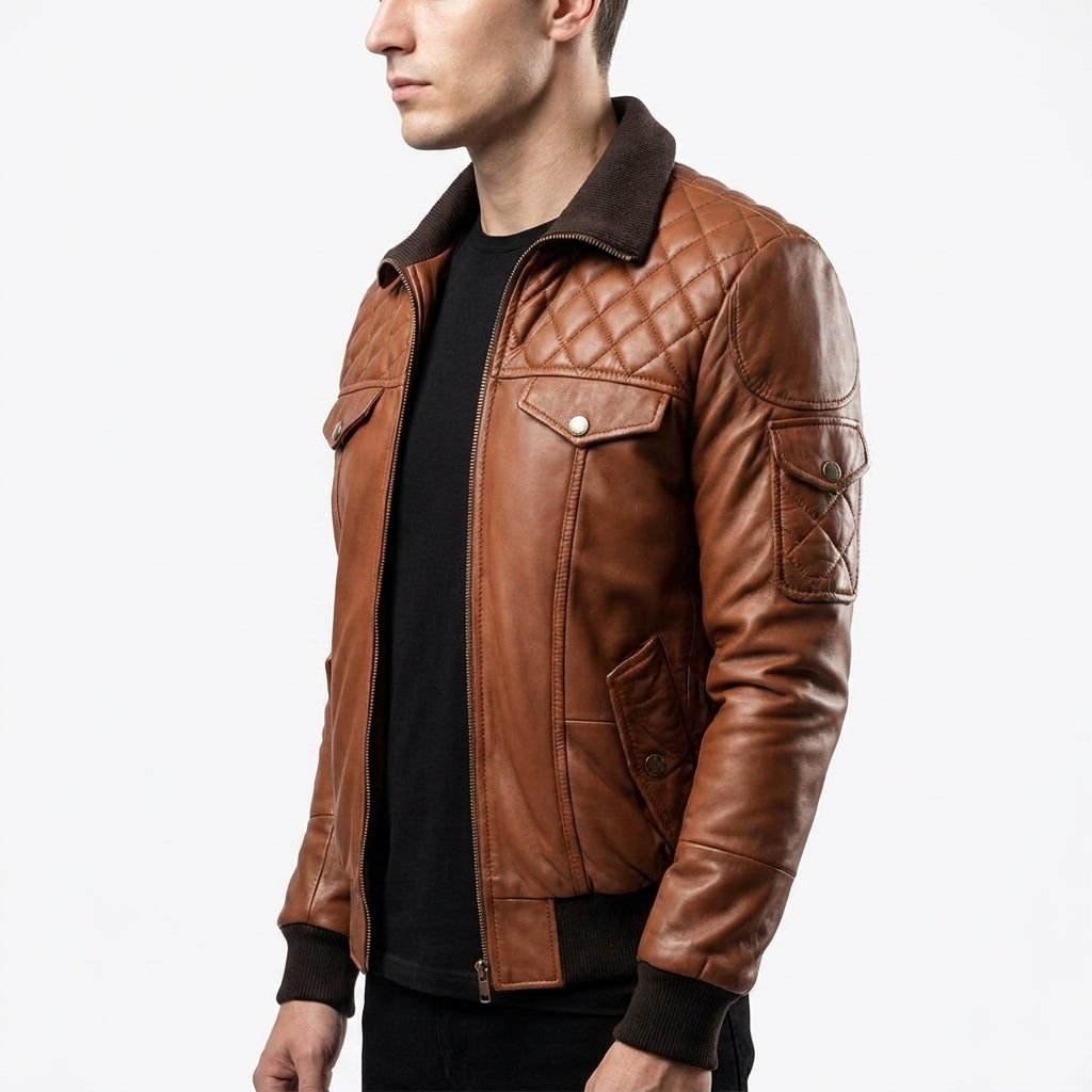 Men's Leather Bomber Jacket - Timber AND Hide