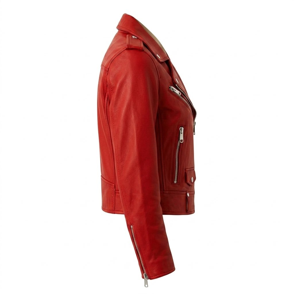 Olivia Leather Red Jacket – Women’s Premium Red Leather Jacket - Timber AND Hide