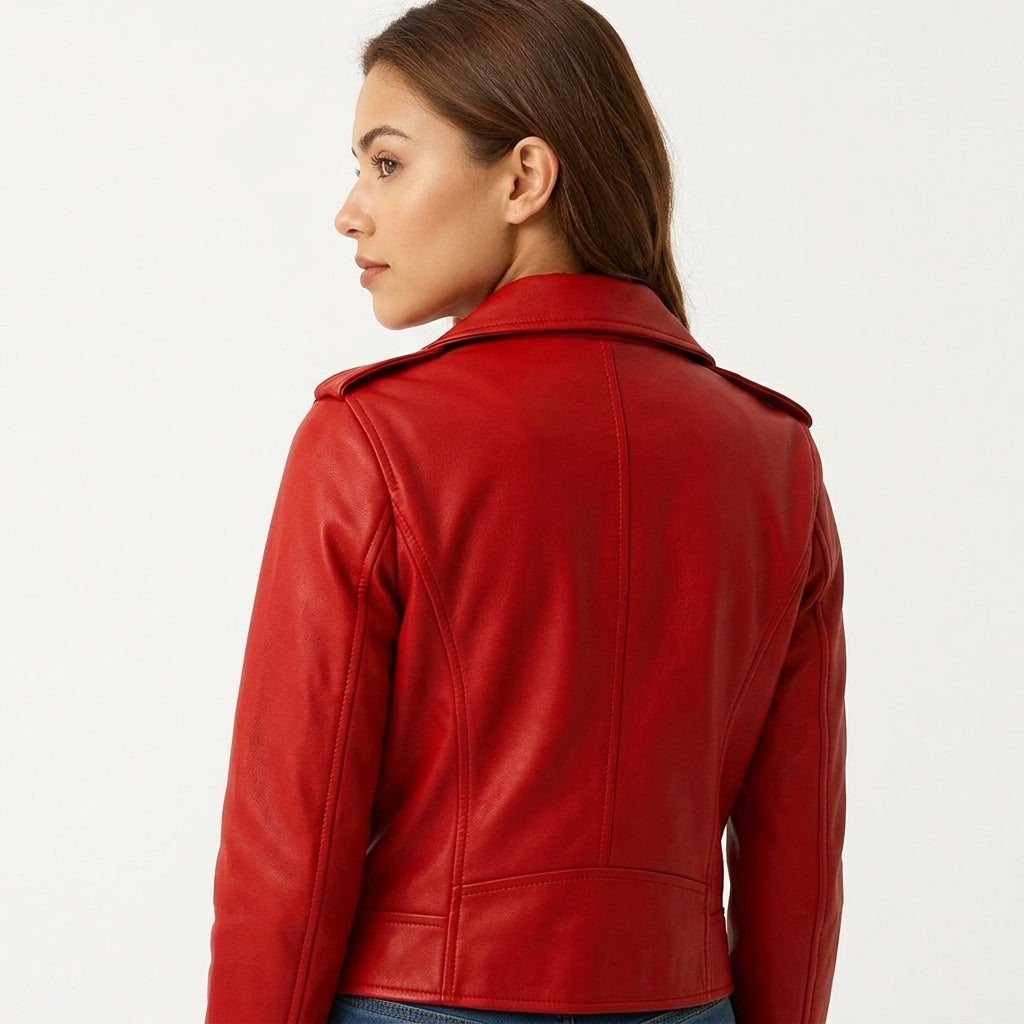 Olivia Leather Red Jacket – Women’s Premium Red Leather Jacket - Timber AND Hide