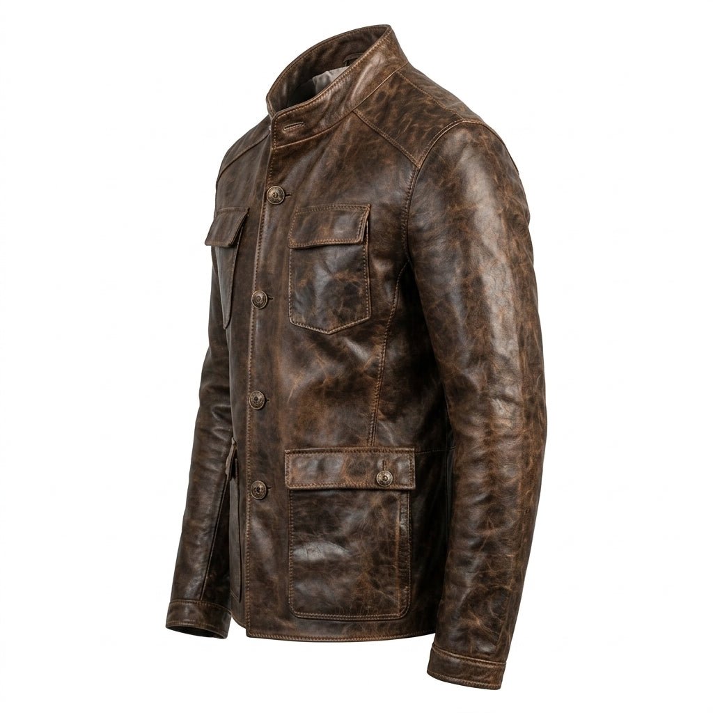 Oscar Leather Brown Jacket - Men Leather Jacket Brown - Timber AND Hide