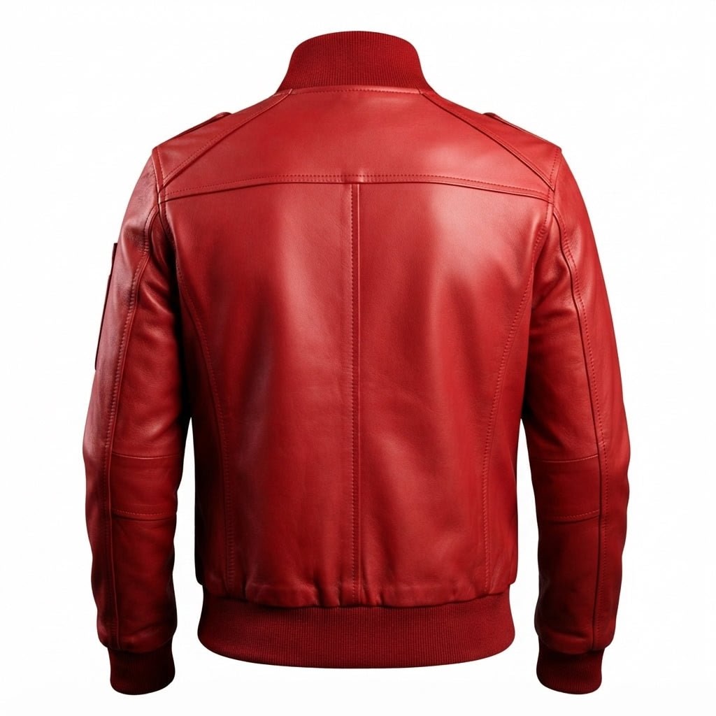 Red Leather Jacket with Strap Pockets - Timber AND Hide