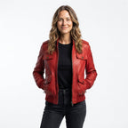 Red Leather Jacket with Strap Pockets - Timber AND Hide