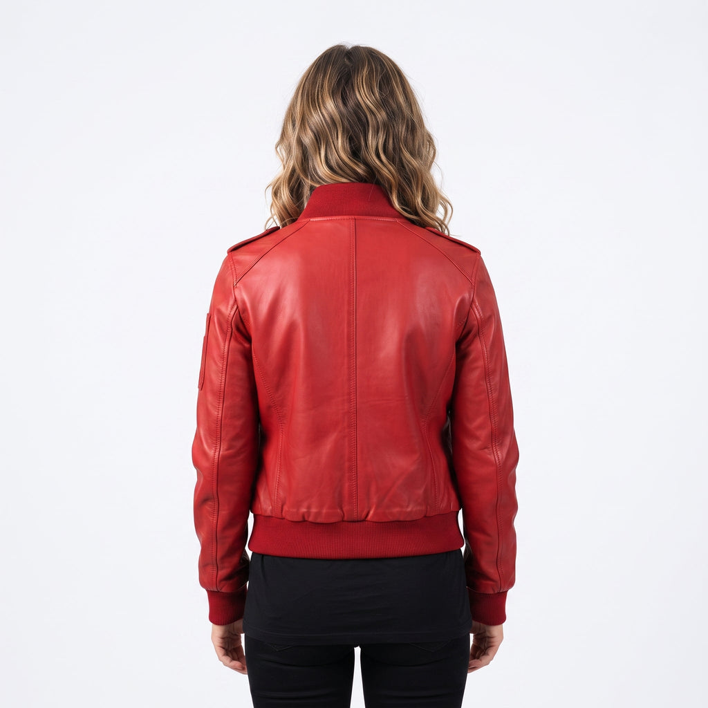 Red Leather Jacket with Strap Pockets - Timber AND Hide