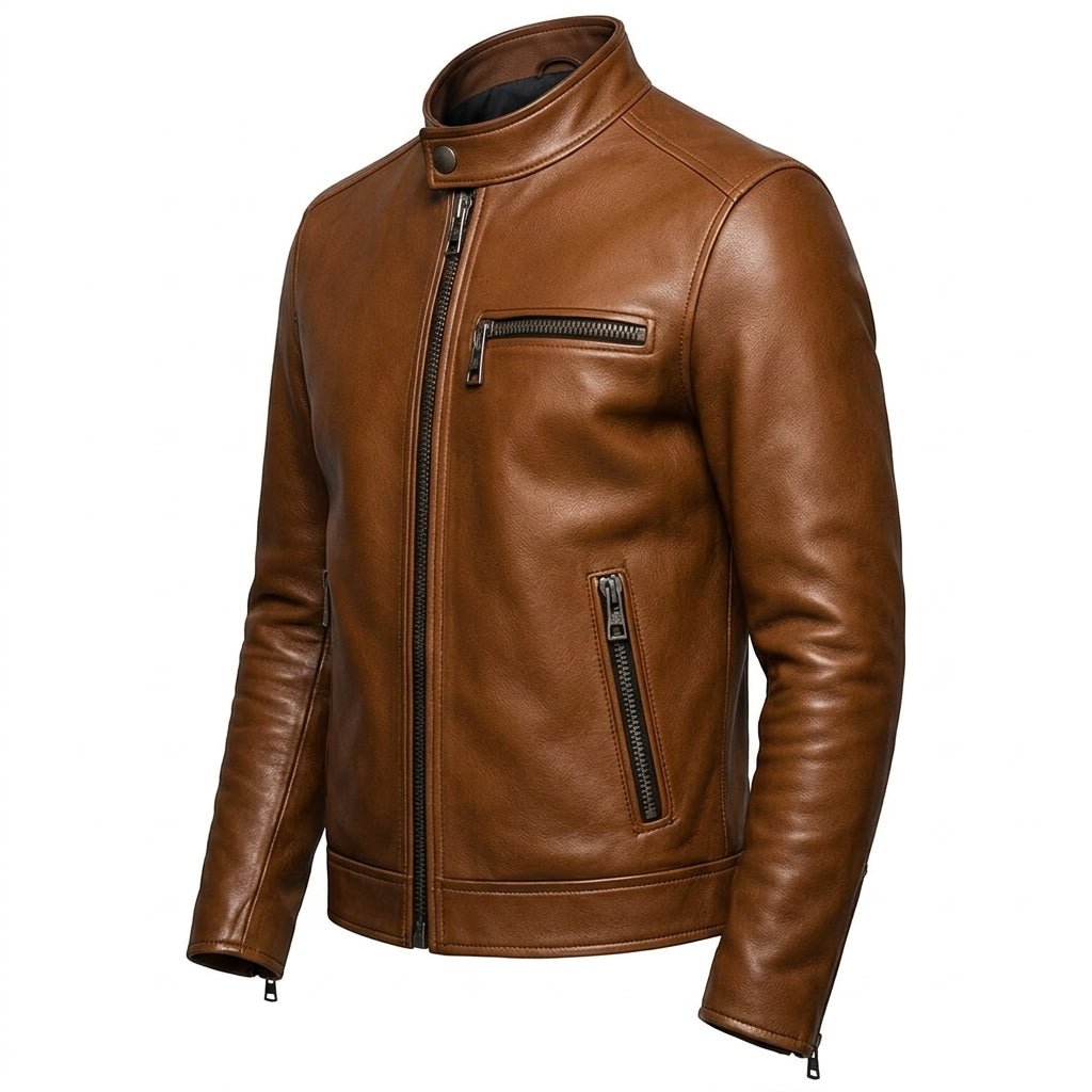 Riley Leather Brown Jacket - Men Leather Jacket Brown - Timber AND Hide