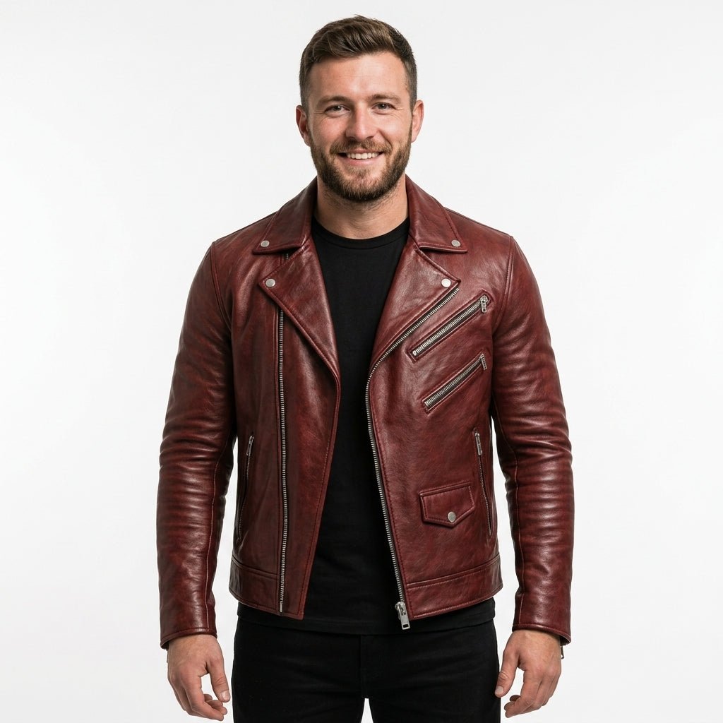 Roman Red Leather Jacket - Leather Jacket for Men Red - Timber AND Hide