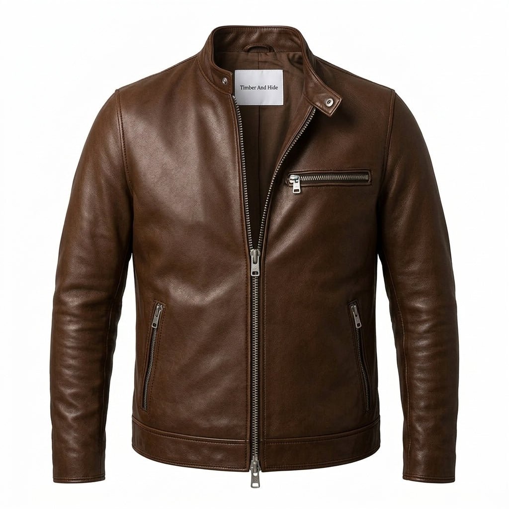 Ronnie Leather Brown Jacket - Men Leather Jacket Brown - Timber AND Hide