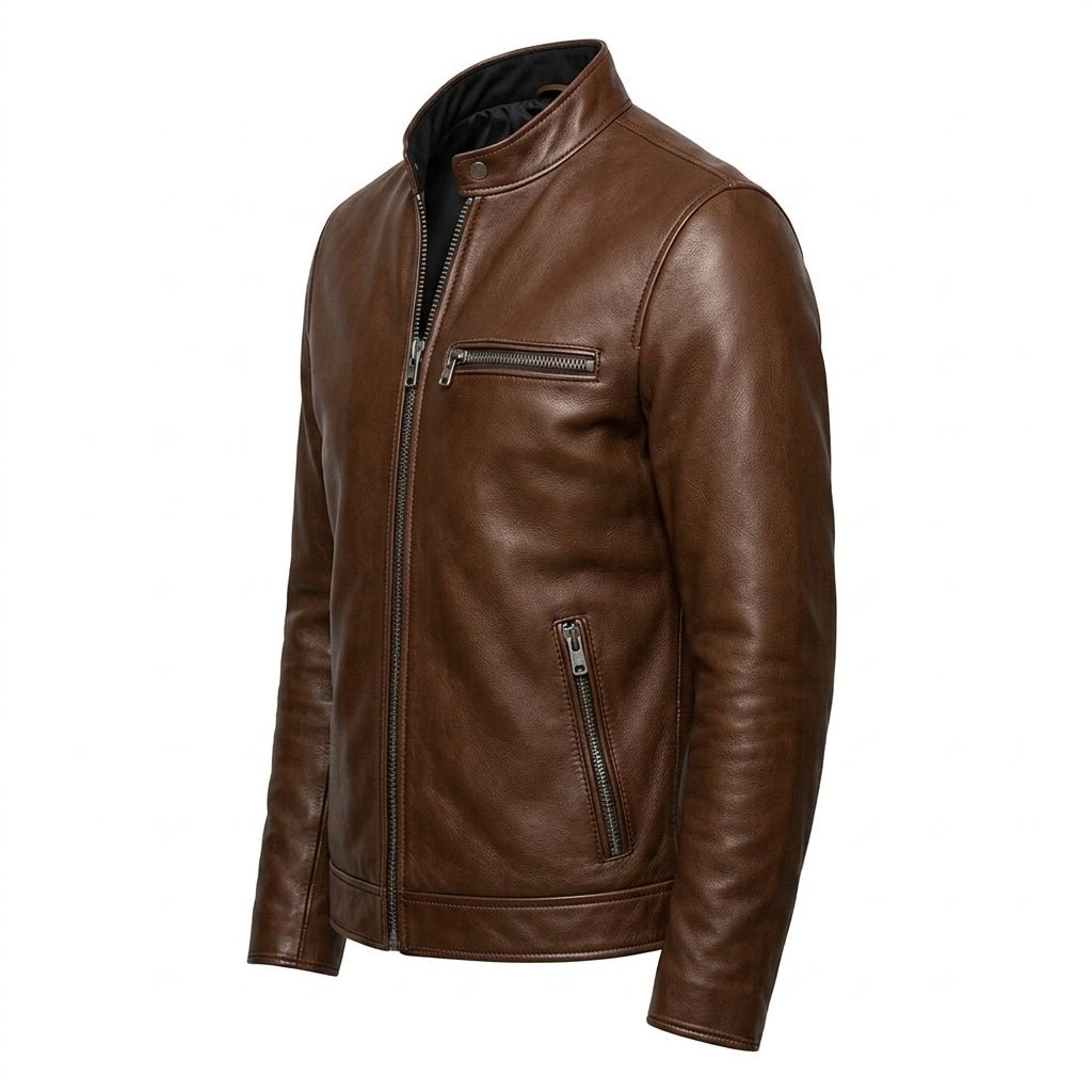 Ronnie Leather Brown Jacket - Men Leather Jacket Brown - Timber AND Hide