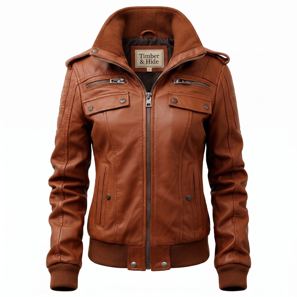 Strap Pocket Leather Jacket – Tan Brown - Timber AND Hide