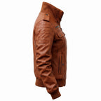 Strap Pocket Leather Jacket – Tan Brown - Timber AND Hide
