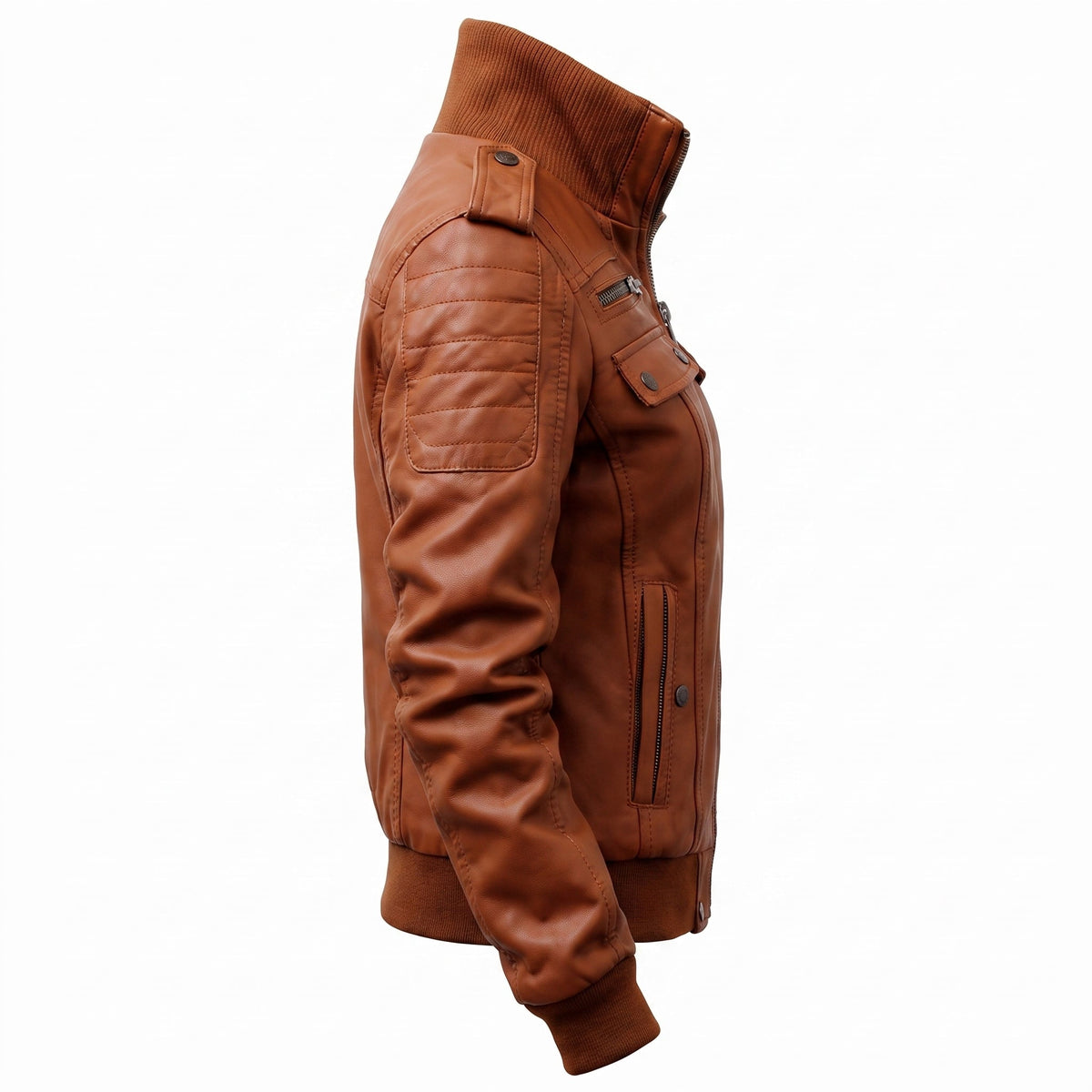 Strap Pocket Leather Jacket – Tan Brown - Timber AND Hide