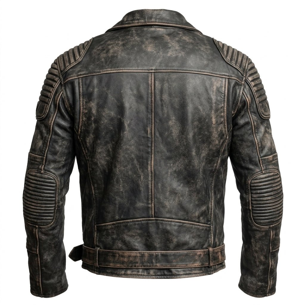 Vintage Brown Distressed Biker Genuine Leather Jacket - Timber AND Hide