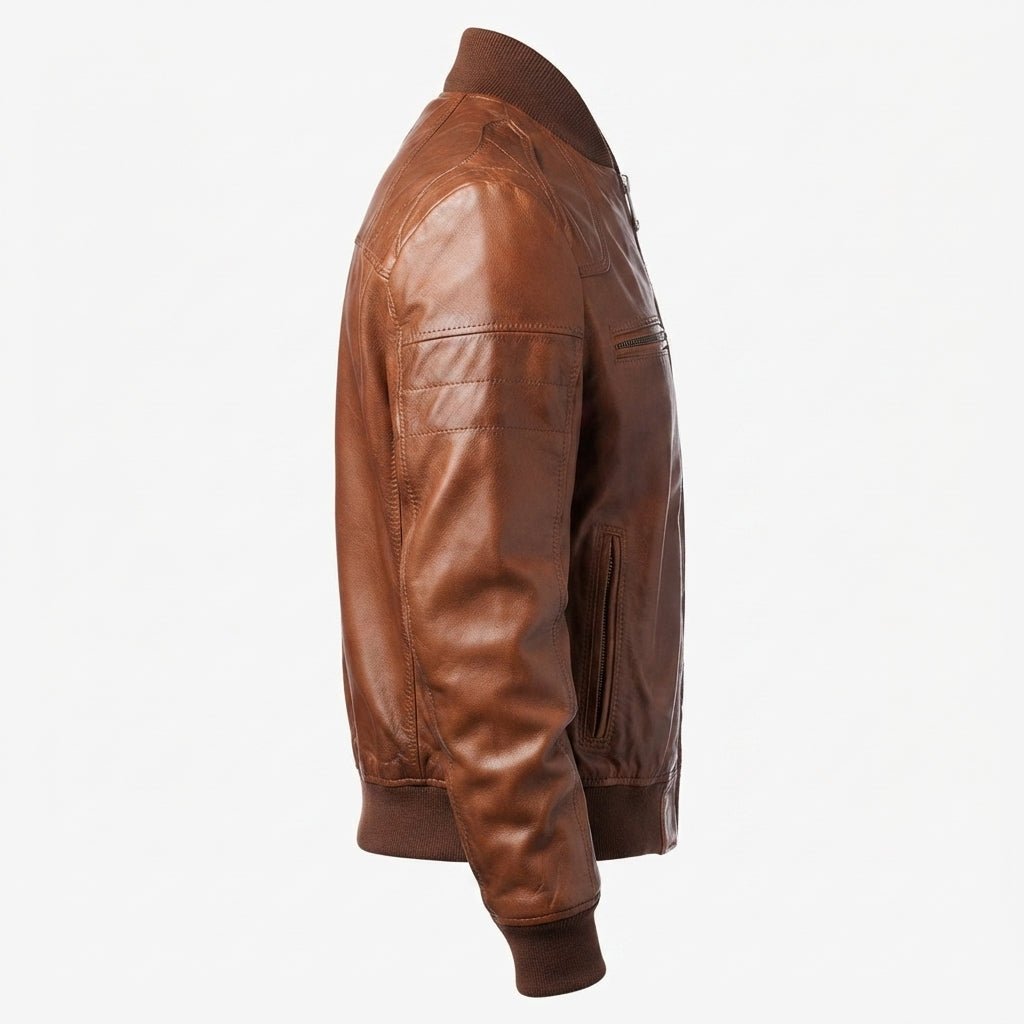 Vintage Brown Genuine Leather Bomber Jacket - Timber AND Hide