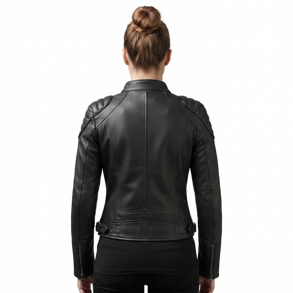 Women Black Bomber Leather Jacket - Timber AND Hide