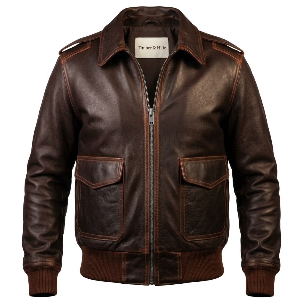 Women Bomber Leather Jacket – Brown Leather Jacket for Women - Timber AND Hide