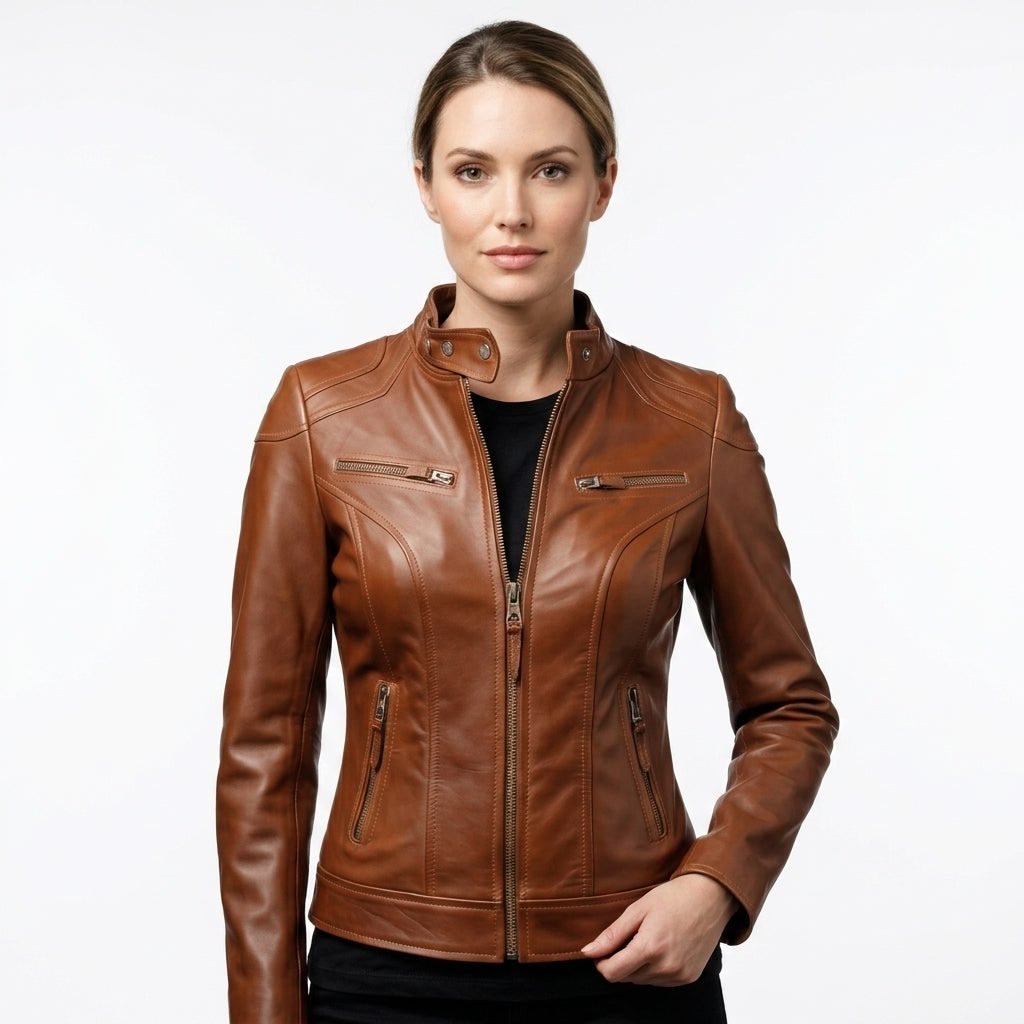 Women Brown Designer Leather Jacket - Timber AND Hide