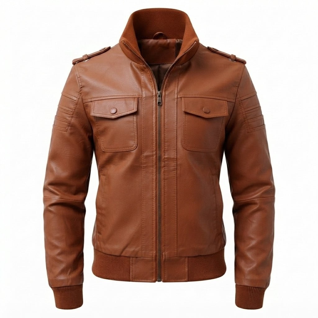 Women Leather Jacket Brown Bomber - Timber AND Hide