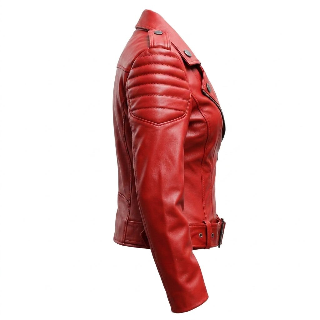 Women Slimfit Red Leather Jacket - Timber AND Hide