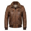 Women Vintage Leather Jacket - Distressed Brown Bomber Jacket - Timber AND Hide