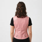 Women’s Baby Pink Leather Vest - Timber AND Hide