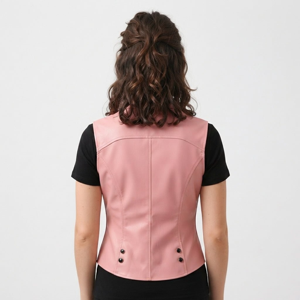 Women’s Baby Pink Leather Vest - Timber AND Hide
