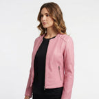 Women's Biker Jacket Pink Leather jacket - Timber AND Hide