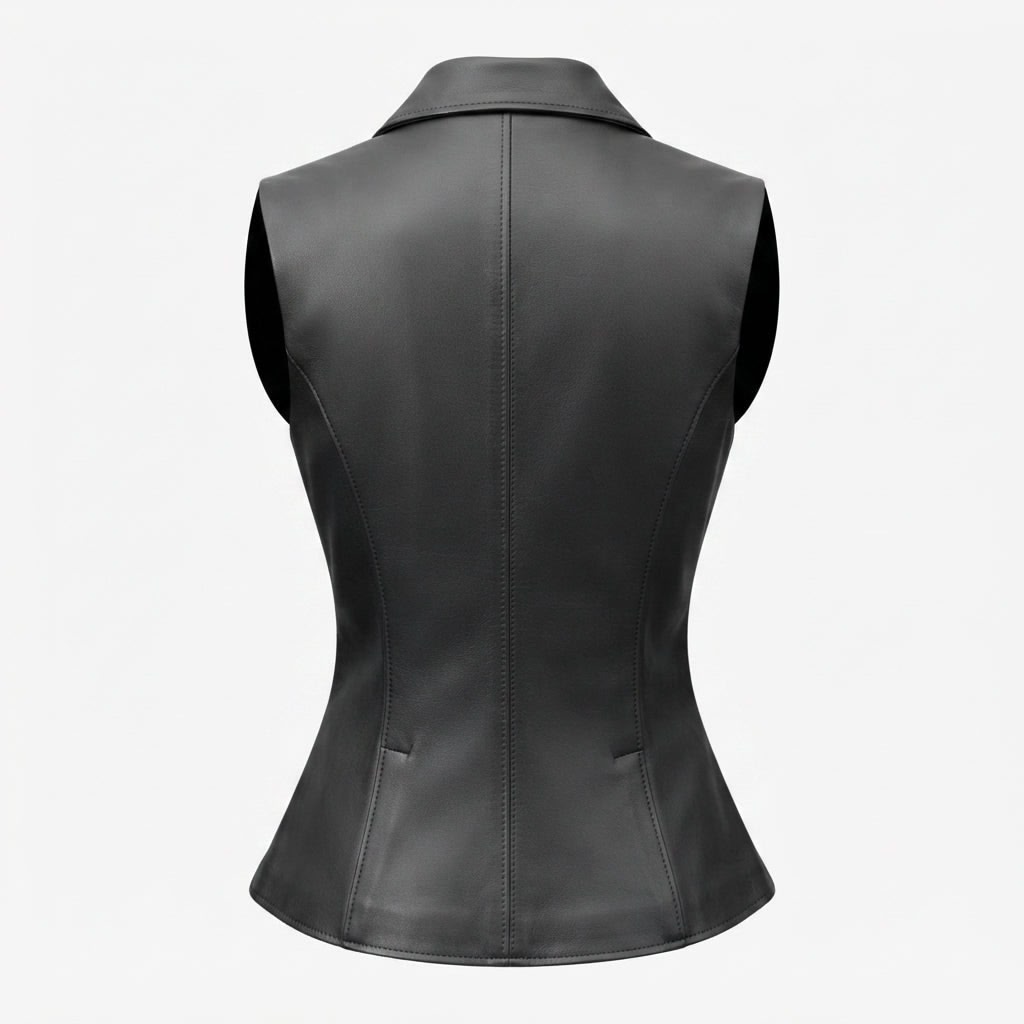 Women’s Black Casual Leather Vest - Timber AND Hide