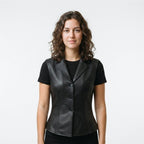 Women’s Black Casual Leather Vest - Timber AND Hide