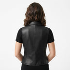 Women’s Black Casual Leather Vest - Timber AND Hide