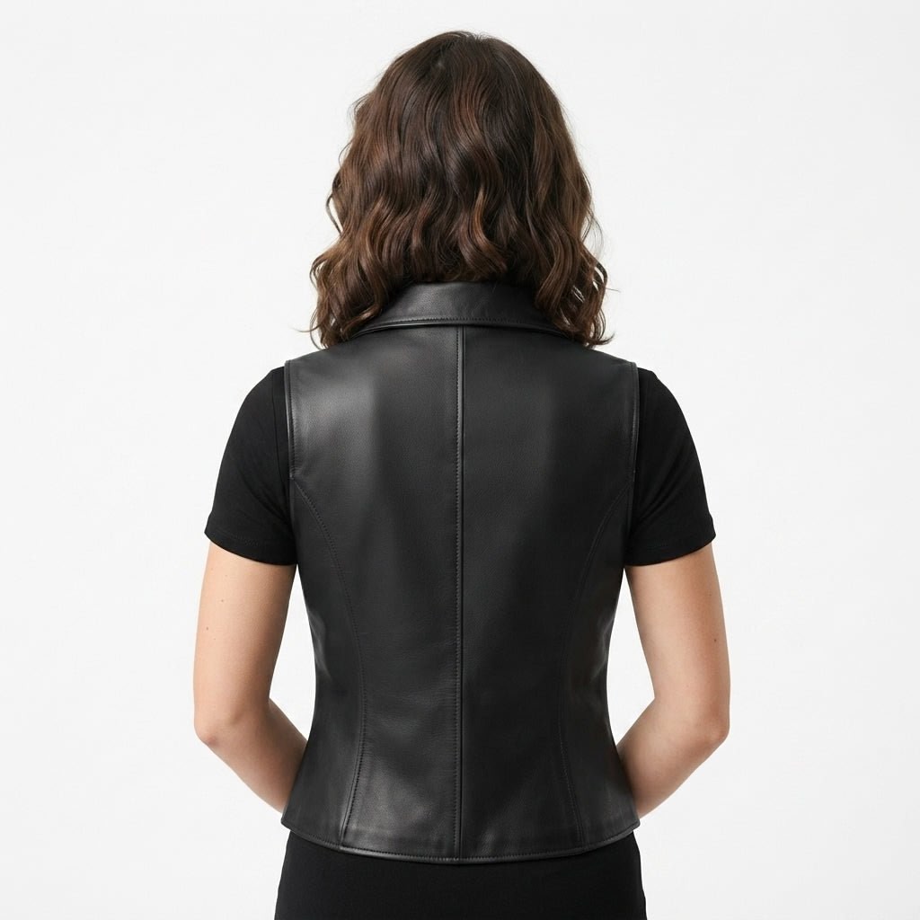Women’s Black Casual Leather Vest - Timber AND Hide